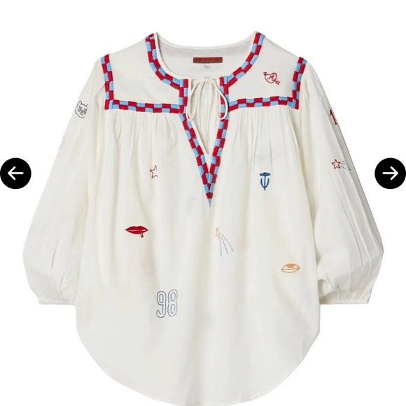 NWOT The Breeze Embroidered Cotton-Blend Voile White Blouse Size Extra Small - Picture 3 of 6